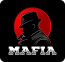 Logo gry towarzyskiej Mafia przedstawiające sylwetkę postaci, popularna ikona gry planszowej polegającej na dedukcji.